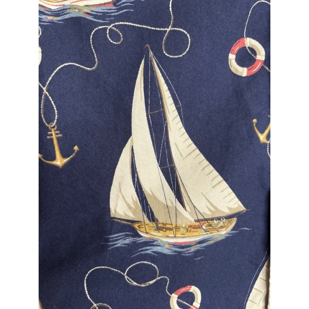 Polo Ralph Lauren Mens Classic Fit Nautical Sailboat Anchor Navy Camp Shirt XS